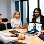 **Image Prompt:** A diverse group of professionals collaborating seamlessly across various communication platforms (email, messaging app, video conference) on their smartphones and laptops, showcasing efficiency and connectivity in a modern workspace.