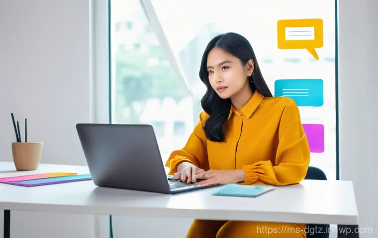 디지털 네트워킹에서의 피드백 활용하기 - **Prompt:** A young Malaysian digital content creator, female, with a focused and thoughtful express...