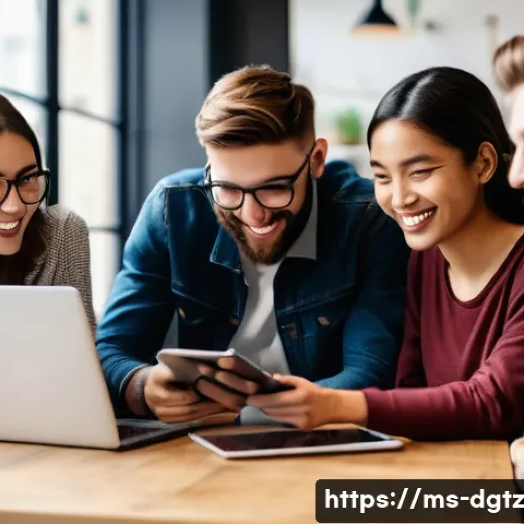 디지털 플랫폼에서의 관계 형성 팁 - **Prompt:** "A diverse group of young adults, perhaps 20-30 years old, actively engaged in a lively ...