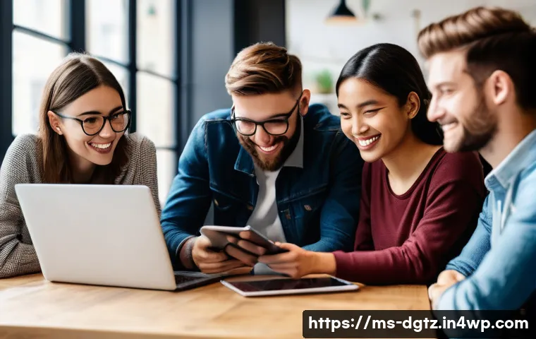 디지털 플랫폼에서의 관계 형성 팁 - **Prompt:** "A diverse group of young adults, perhaps 20-30 years old, actively engaged in a lively ...