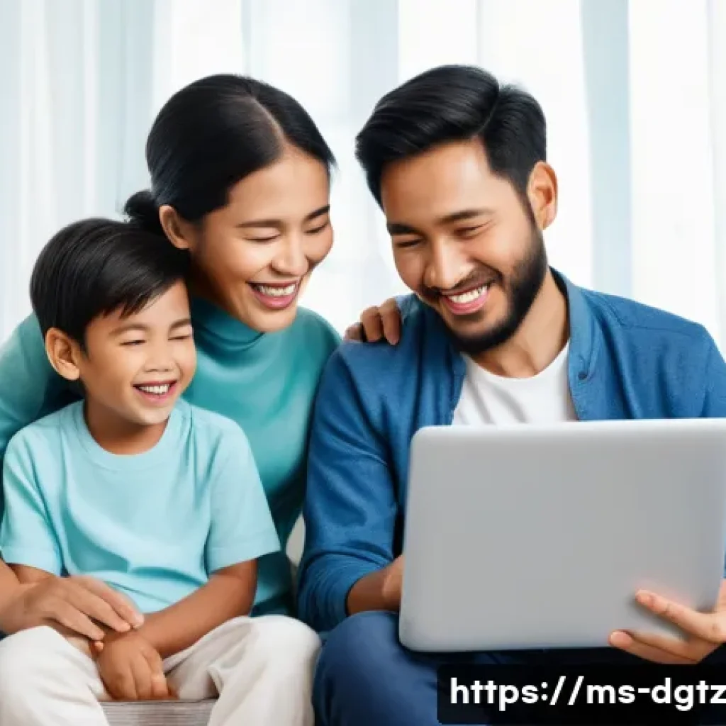 디지털 네트워킹의 사회적 영향 분석하기 - **Prompt:** "A vibrant, cozy scene depicting a multiracial Malaysian family, including a grandmother...