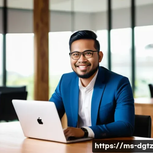 Home 13 효과적인 디지털 네트워킹 구축 방법 - A professional Malay man in his early 30s, dressed in modern business casual attire, seated at a sle...