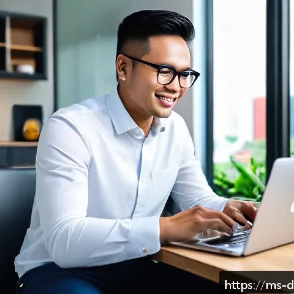 디지털 네트워킹의 원칙과 실천 방안 - A professional young Malay entrepreneur seated at a modern desk in a bright, minimalist home office,...