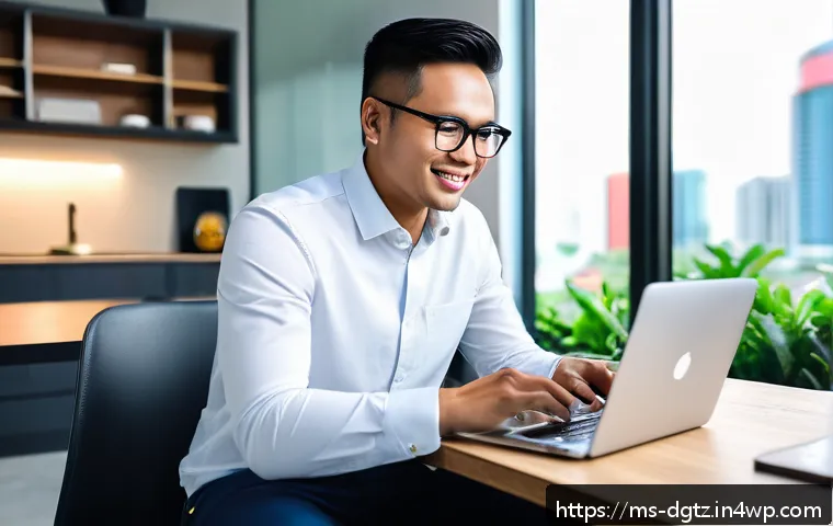 디지털 네트워킹의 원칙과 실천 방안 - A professional young Malay entrepreneur seated at a modern desk in a bright, minimalist home office,...