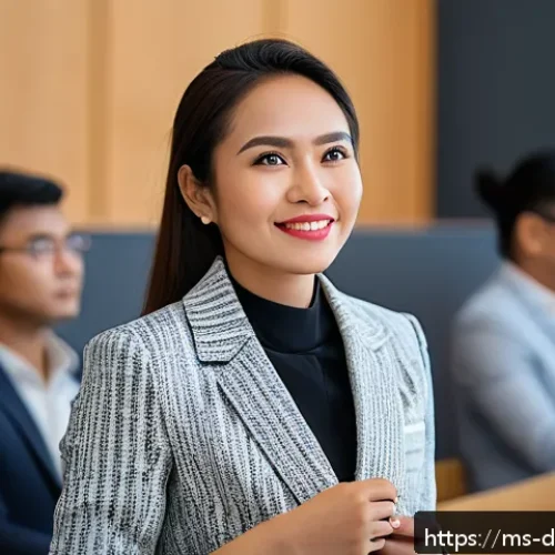 Home 33 전문가에게 배우는 네트워킹 기술 - A professional Malay woman in modern business attire, confidently sharing her authentic personal sto...