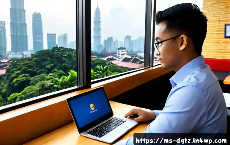 Home 17 디지털 네트워킹을 통한 비즈니스 성장 사례 - Photorealistic Malaysian small business owner in a modern Kuala Lumpur café, confidently joining a v...